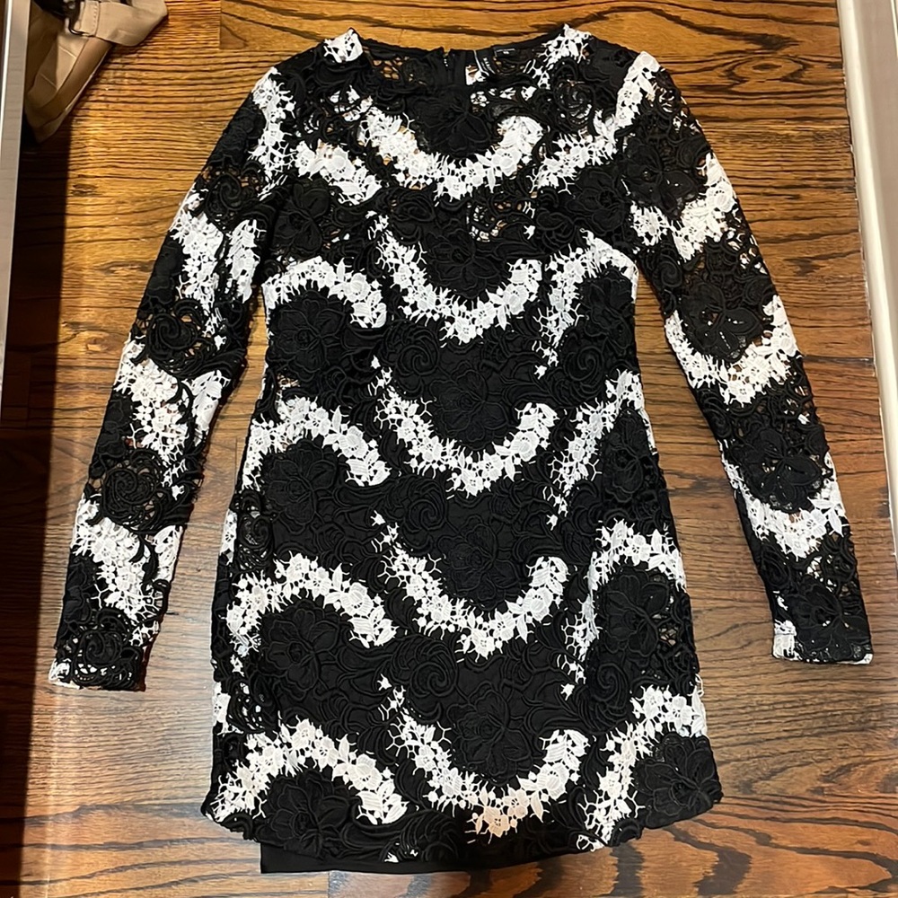 Marciano mini dress black and white lace. Size xs.